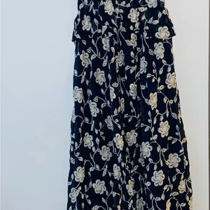 Ramy Brook Navy and Cream Floral Maxi Dress
